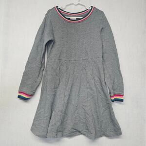 Hanna Andersson Rainbow Trim Gray Twirl Sweater Dress